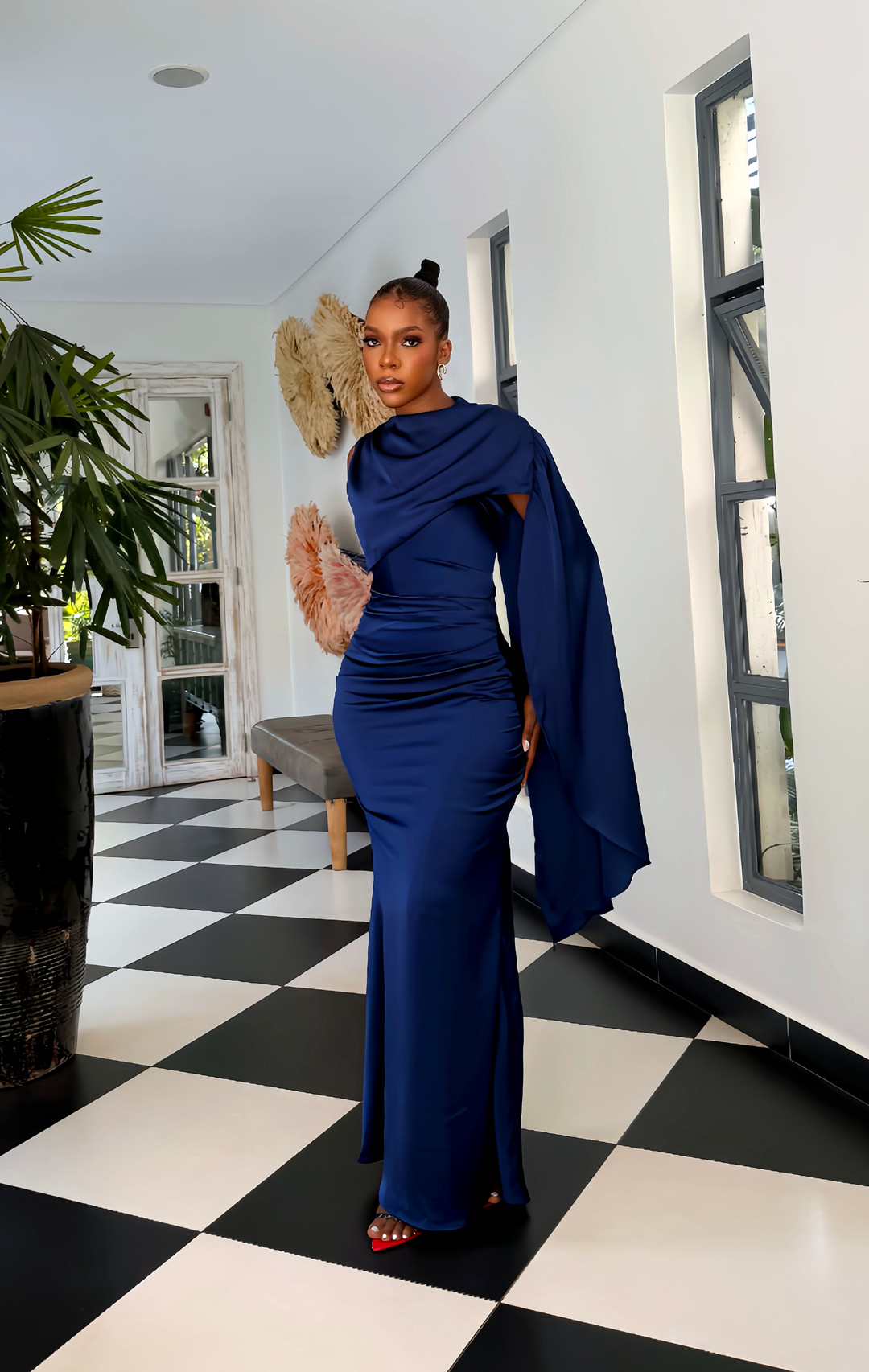 Séverine Cape Gown in Navy