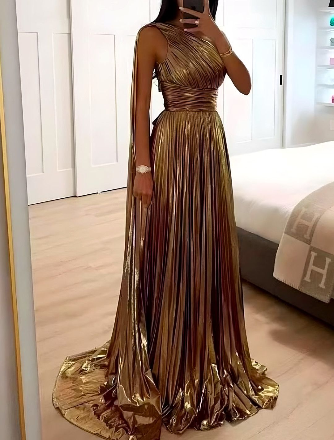 The Clémence Gilded Pleat Gown view 1