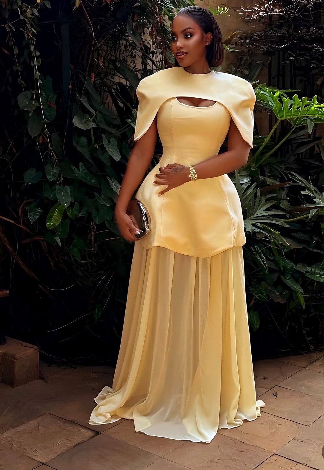 The Joséphine Caped Chiffon Gown view 2