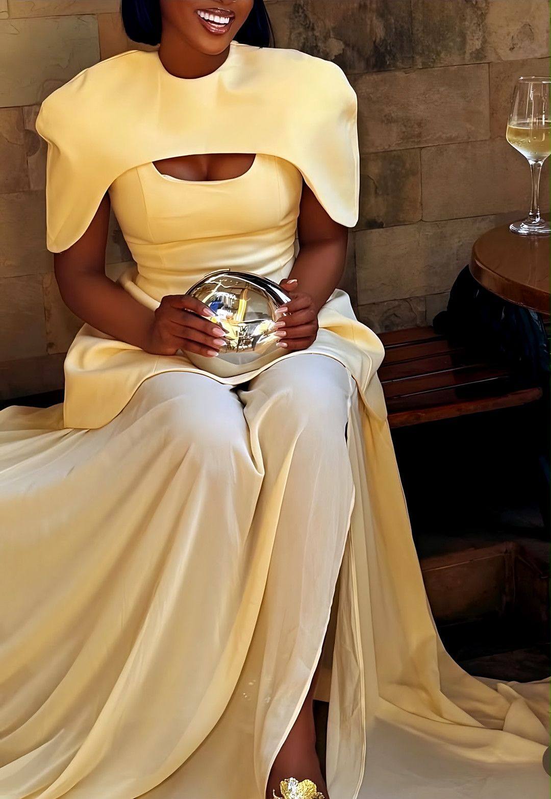 The Joséphine Caped Chiffon Gown view 3