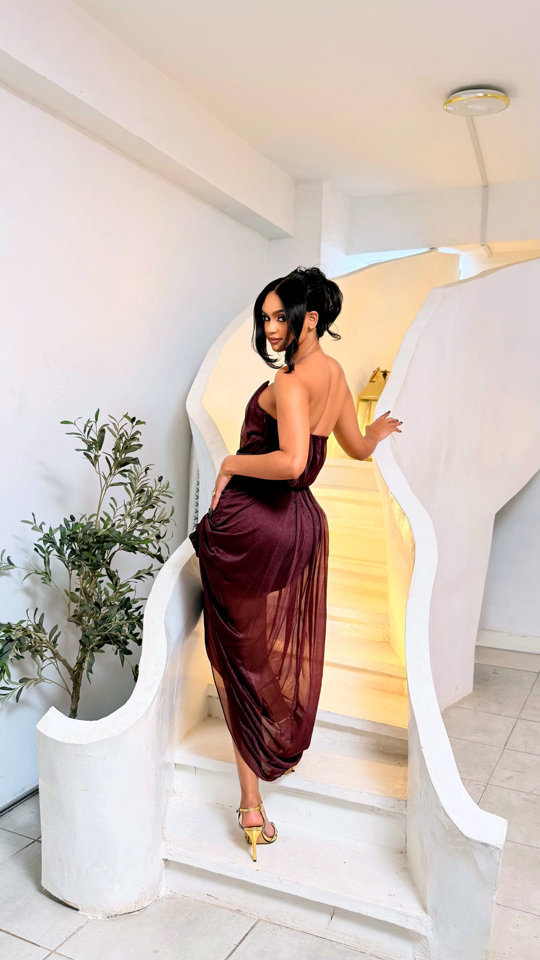 The Rosalind Satin Drape Dress alternate view